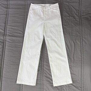 J. Jill Denim High Rise Trouser Jeans White Wide Leg Straight Leg Pants Size 8